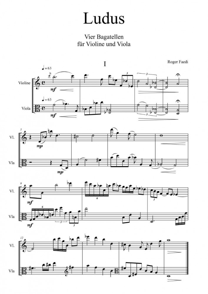 Ludus. 4 Bagatellen, op. 30, für Violine (Oboe) und Bratsche
