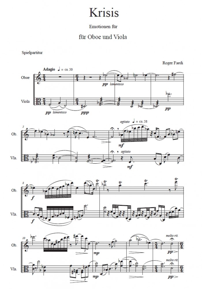 Krisis, op. 88, Emotionen für Oboe und Bratsche