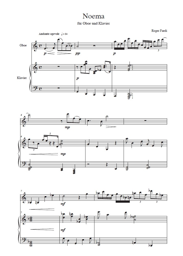 Noema, op. 14a, für Oboe und Klavier