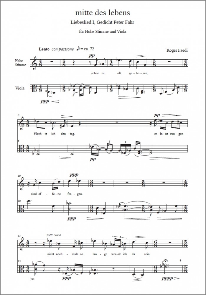 Drei Liebeslieder, op. 58, für hohe Stimme und Viola / Violine / Violoncello